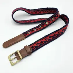 کمربند دستبافت وریس قرمز-سرمه ای گل گژدین