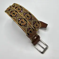کمربند سوزن دوزی قهوه ای