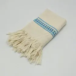 حوله دستبافت پنبه‌ای دست و صورت با حاشیه قرمز و آبی