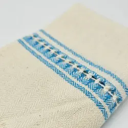 حوله دستبافت پنبه‌ای دست و صورت با حاشیه قرمز و آبی