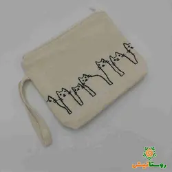 جامدادی دستبافت پارچه ای گلدوزی طرح گربه