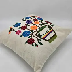 کاور کوسن گلدوزی طرح گل و بلبل