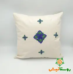 کاور کوسن سوزن‌دوزی الیاف طبیعی بلوچی سبز-بنفش