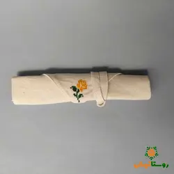 جا قاشق چنگالی پارچه‌ای دستبافت (رز زرد)