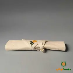 جا قاشق چنگالی پارچه‌ای دستبافت (رز زرد)