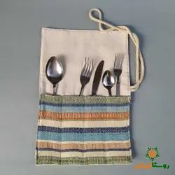 جا قاشق چنگالی پارچه‌ای دستبافت (تفرشی دوزی)