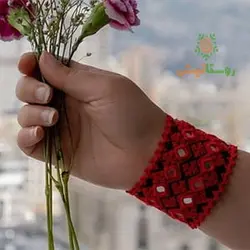 دستبند سوزن‌دوزی بلوچی هامین (قرمز)