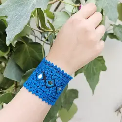 دستبند سوزن‌دوزی بلوچی بینگ آبی