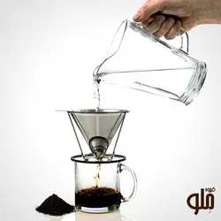 قهوه ساز فیلتری v60 استیل پایه دار(۲نفره)