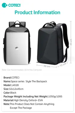 کوله پشتی لپ تاپ 16 اینچی ضدآب کوتتسی Coteetci space series style the backpack 14028