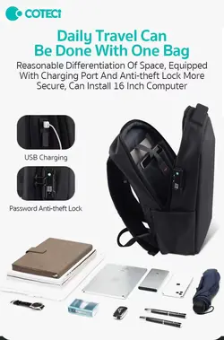 کوله پشتی لپ تاپ 16 اینچی ضدآب کوتتسی Coteetci space series style the backpack 14028