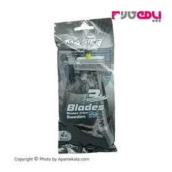 تیغ مردانه 3 لبه مستر شیو مشکی بسته 4 عددی