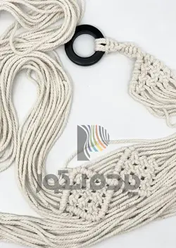 پرده آماده مکرومه تک پنل لوزی (کرم)