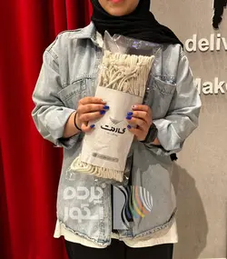 پرده آماده مکرومه تک پنل لوزی (کرم)