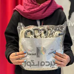 پرده آماده مکرومه پنج پنل لوزی (کرم)