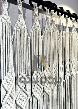 پرده آماده مکرومه پنج پنل لوزی (کرم)