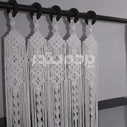 پرده آماده مکرومه پنج پنل لوزی کرم