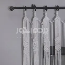 پرده آماده مکرومه پنج پنل لوزی کرم