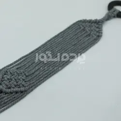 پرده آماده مکرومه تک پنل لوزی طوسی