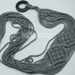 پرده آماده مکرومه تک پنل لوزی طوسی