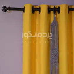 پرده آماده مکرومه تک پنل لوزی طوسی