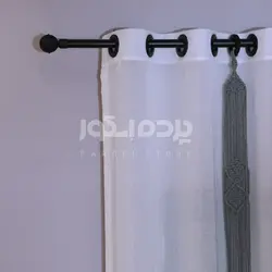 پرده آماده مکرومه تک پنل لوزی طوسی