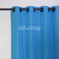 پرده آماده حریر بافت دار آبی