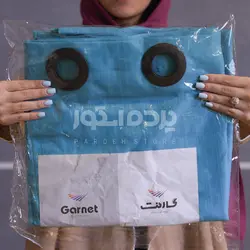 پرده آماده حریر بافت دار آبی