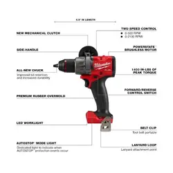 دریل شارژی چکشی 18 ولت میلواکی مدل 2904-20