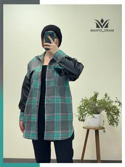 مانتو کشمیر آستین چرم کد 1204