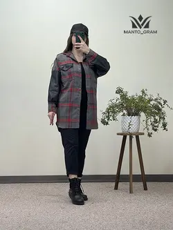 مانتو کشمیر آستین چرم کد 1204