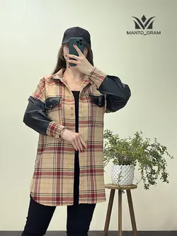 مانتو کشمیر آستین چرم کد 1204