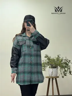 مانتو کشمیر آستین چرم کد 1204