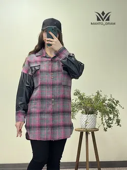 مانتو کشمیر آستین چرم کد 1204