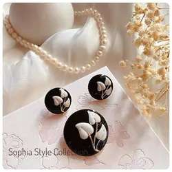 گلسینه و گوشواره مشکی وینتاج