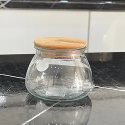 بانکه شیشه ای درب چوبی مدل مارمالاد سایز 3