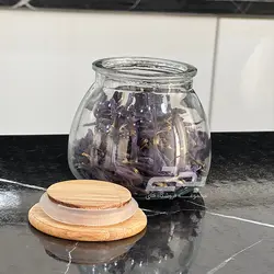 بانکه شیشه ای درب چوبی مدل مارمالاد سایز 2
