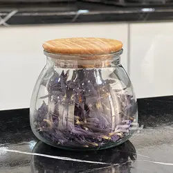 بانکه شیشه ای درب چوبی مدل مارمالاد سایز 2