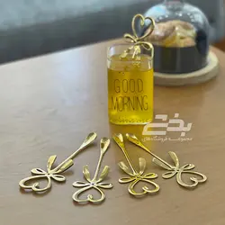قاشق شربت طلایی 6عددی طرح پاپیون