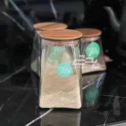 بانکه شیشه ای درب چوبی طرح کاج سایز 1