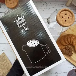 قوری پیرکس مدل درب چوب پنبه طرح دکمه 1200 میل