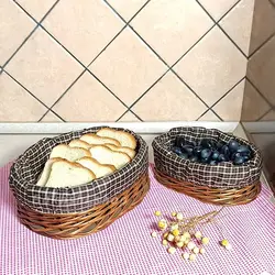 سبد نان و سبزی مدل بیضی حصیری مروا 2 عددی