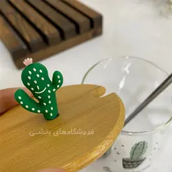 لیوان پیرکس مدل درب چوبی کاکتوس