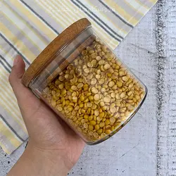 بانکه شیشه ای مدل درب چوبی هرا سایز 4 نیلوفر