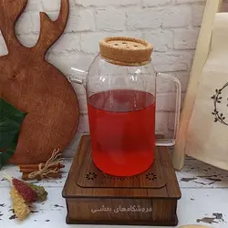 قوری پیرکس مدل درب چوب پنبه طرح دکمه 1800 میل