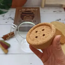 قوری پیرکس مدل درب چوب پنبه طرح دکمه 1800 میل