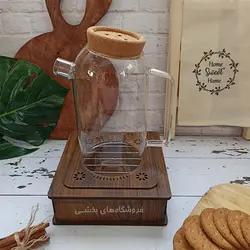 قوری پیرکس مدل درب چوب پنبه طرح دکمه 1800 میل