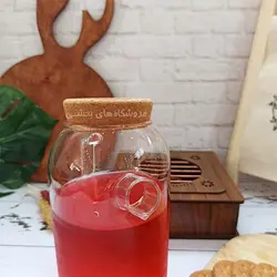 قوری پیرکس مدل درب چوب پنبه طرح دکمه 1800 میل