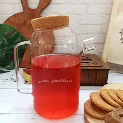 قوری پیرکس مدل درب چوب پنبه طرح دکمه 1800 میل