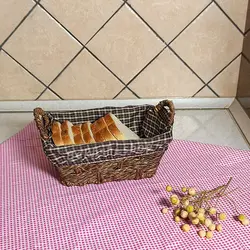 سبد نان و سبزی مدل حصیری دسته دار کوچک